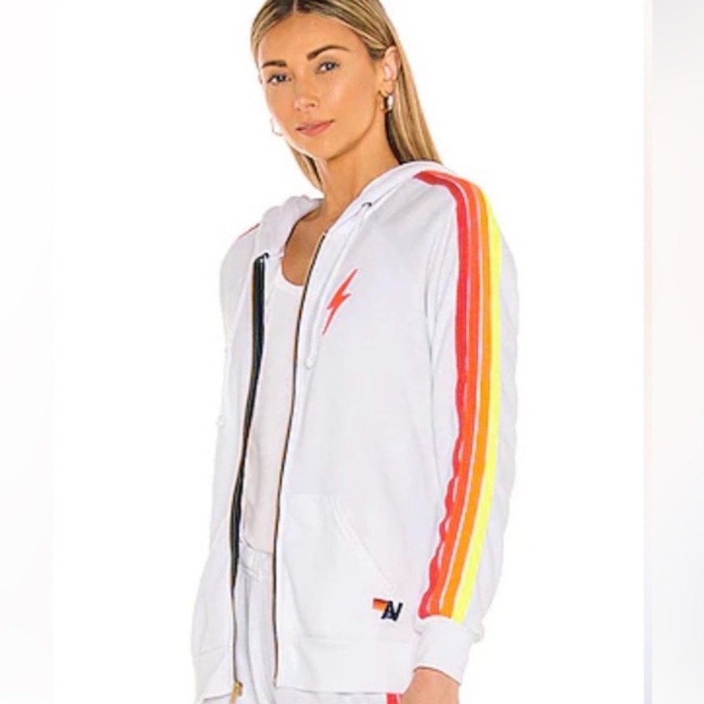 Like New- Aviator Nation 4 Stripe Bolt Zip Hoodie